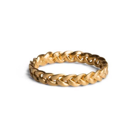 Jane Kønig Braided medium ring i mat forgyldt sølv med flettet design.